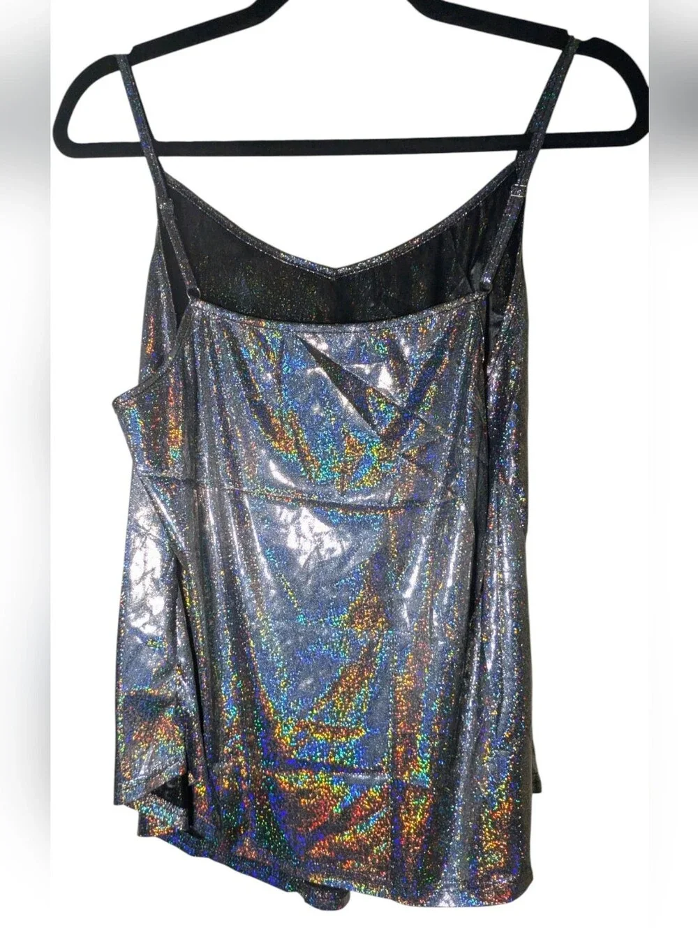 Holographic Rainbow Metallic Stretch Cami Top 1XL NWOT
